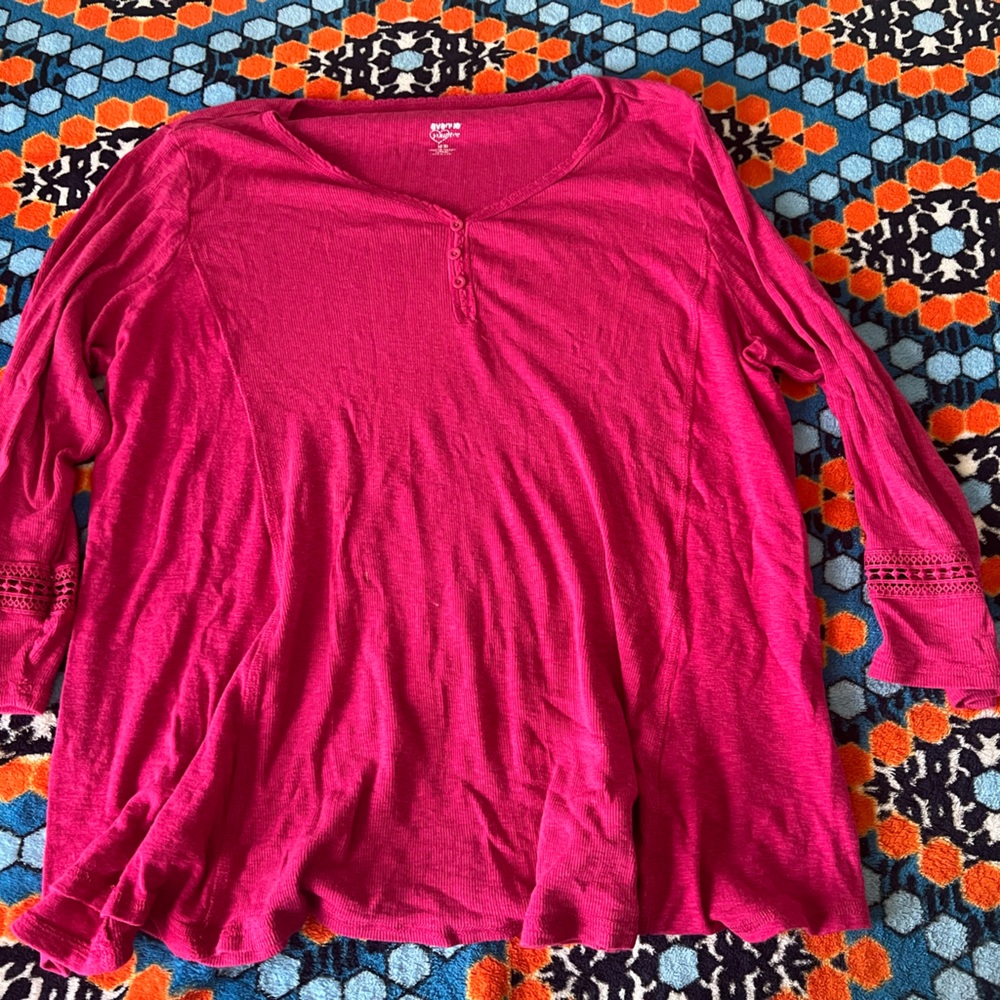 Avenue Pink long sleeve tee cotton blend